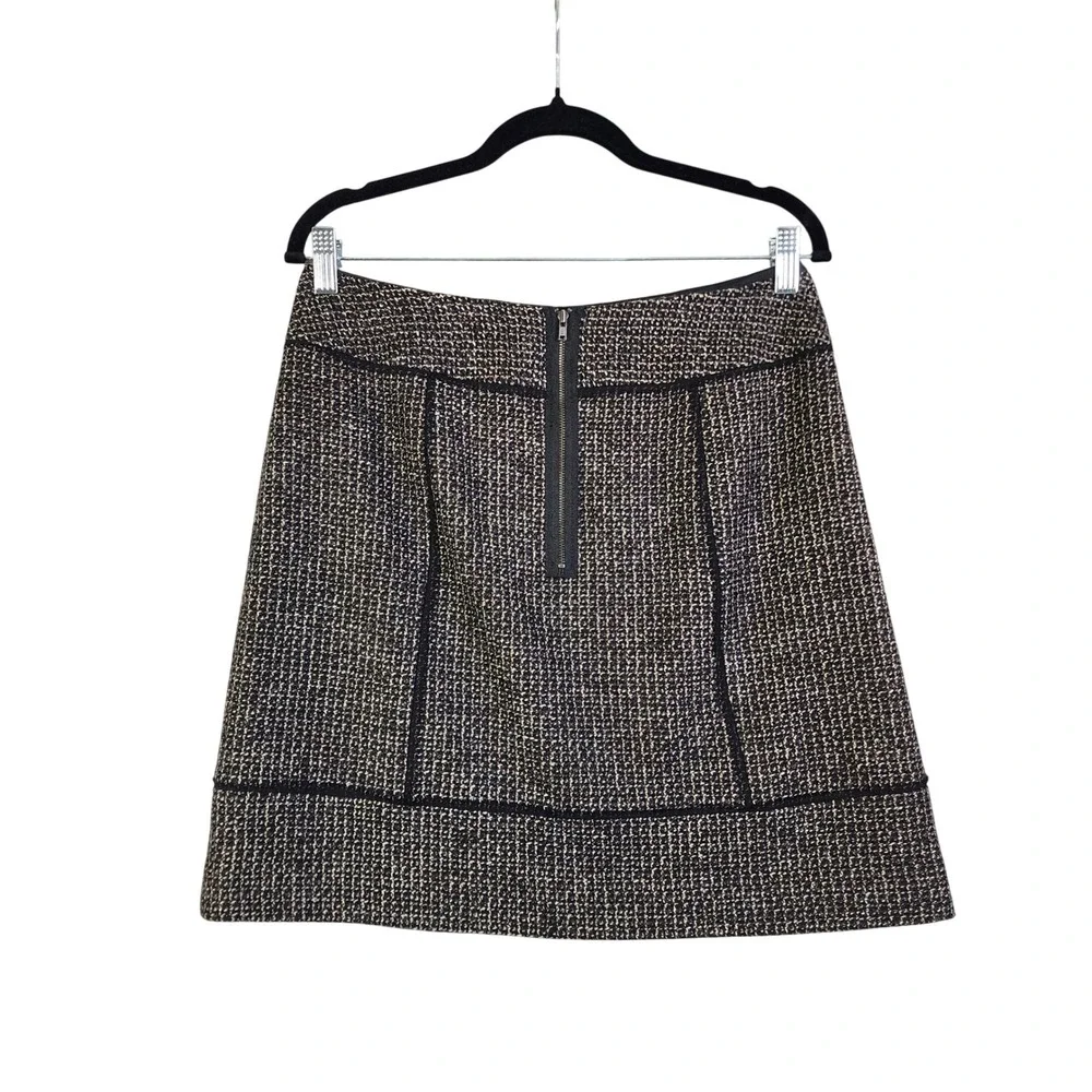 Halogen Womens Tweed Mini Skirt Size 6 Black‎ Tan Wool Blend Textured A-Line